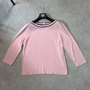 Talbots Pink Boatneck Cotton Blend 3/4 Sleeve Dressy Sweater XL EUC